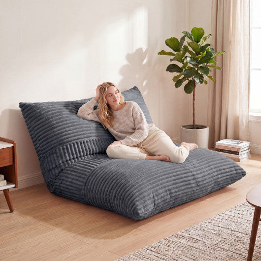 3-in-1 Large Bean Bag Chair with Comfy Corduroy Fabric-Gray