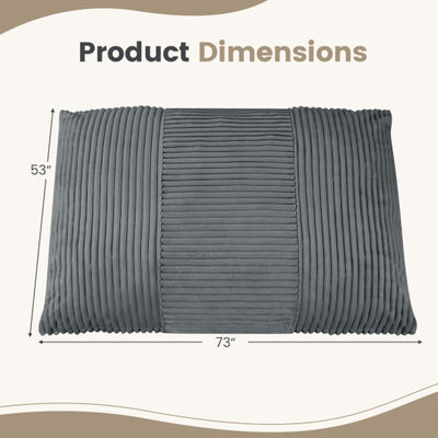 3-in-1 Large Bean Bag Chair with Comfy Corduroy Fabric-Gray