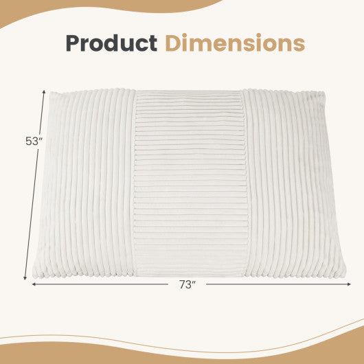 3-in-1 Large Bean Bag Chair with Comfy Corduroy Fabric-Beige