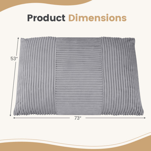 3-in-1 Large Bean Bag Chair with Comfy Corduroy Fabric-Light Gray