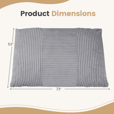 3-in-1 Large Bean Bag Chair with Comfy Corduroy Fabric-Light Gray