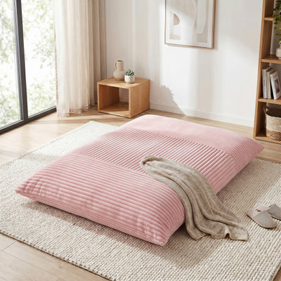 3-in-1 Large Bean Bag Chair with Comfy Corduroy Fabric-Pink