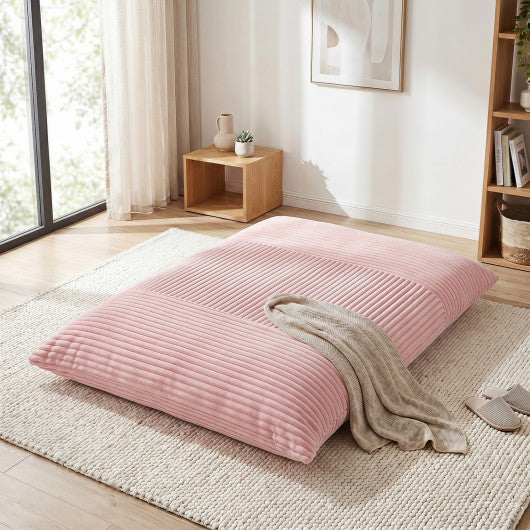 3-in-1 Large Bean Bag Chair with Comfy Corduroy Fabric-Pink