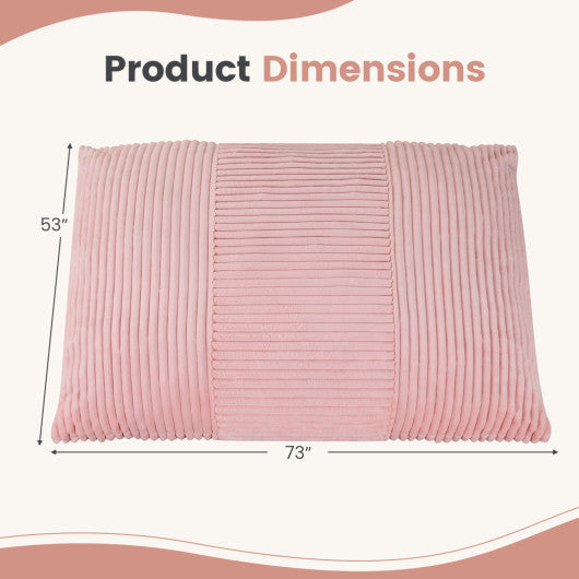 3-in-1 Large Bean Bag Chair with Comfy Corduroy Fabric-Pink