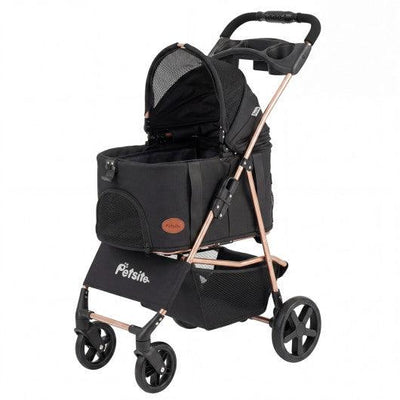 3-in-1 Pet Stroller for Small Medium Dogs Foldable with Detachable Carrier-Black