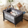 3-in-1 Portable Baby Crib and Playpen with Changing Table-Gray