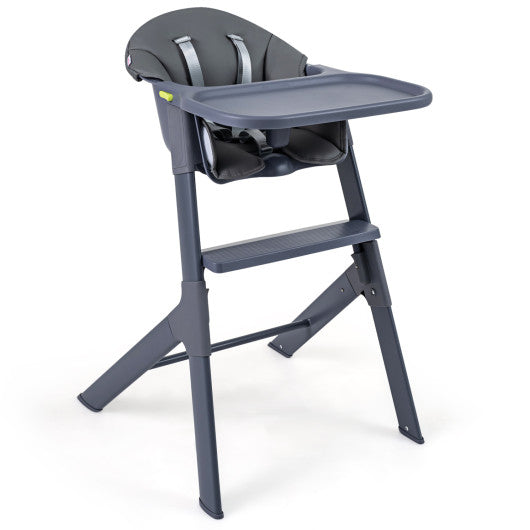 3-in-1 Washable Baby High Chair with Tray Footrest-Gray