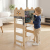 3-in-1 Wooden Kids Toddler Kitchen Step Stool with Blackboard-Black&White