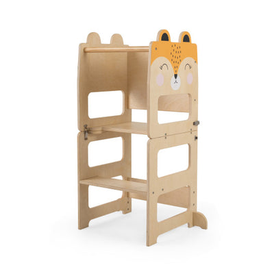 3-in-1 Wooden Kids Toddler Kitchen Step Stool with Blackboard-Orange