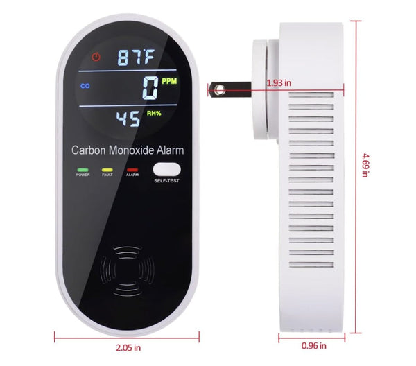 3-in-1 Carbon Monoxide Detector, Carbon Monoxide Detector Plug in Wall with Temperature & Humidity Display