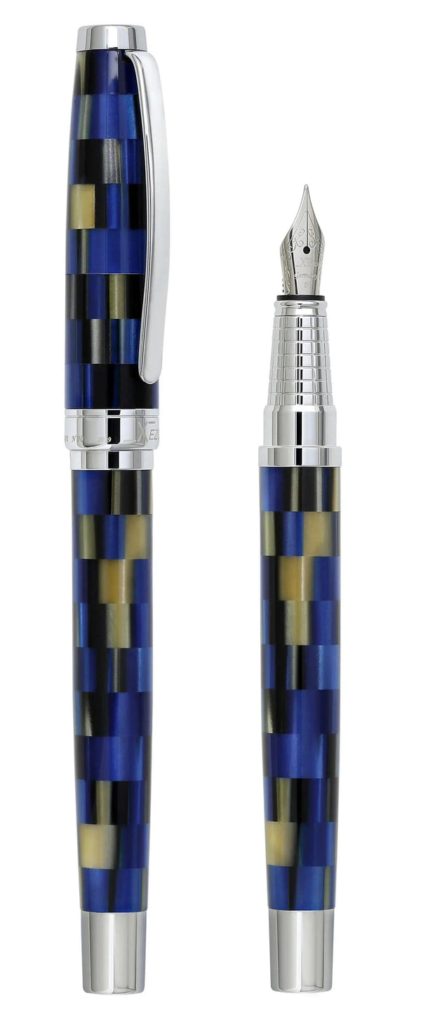 Urbanite Acrylic & Brass Fountain Pen (Fine Nib) - Modern Blue - Gifts for You 'n Me