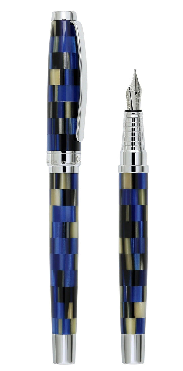 Urbanite Acrylic & Brass Fountain Pen (Medium Nib) - Modern Blue - Gifts for You 'n Me