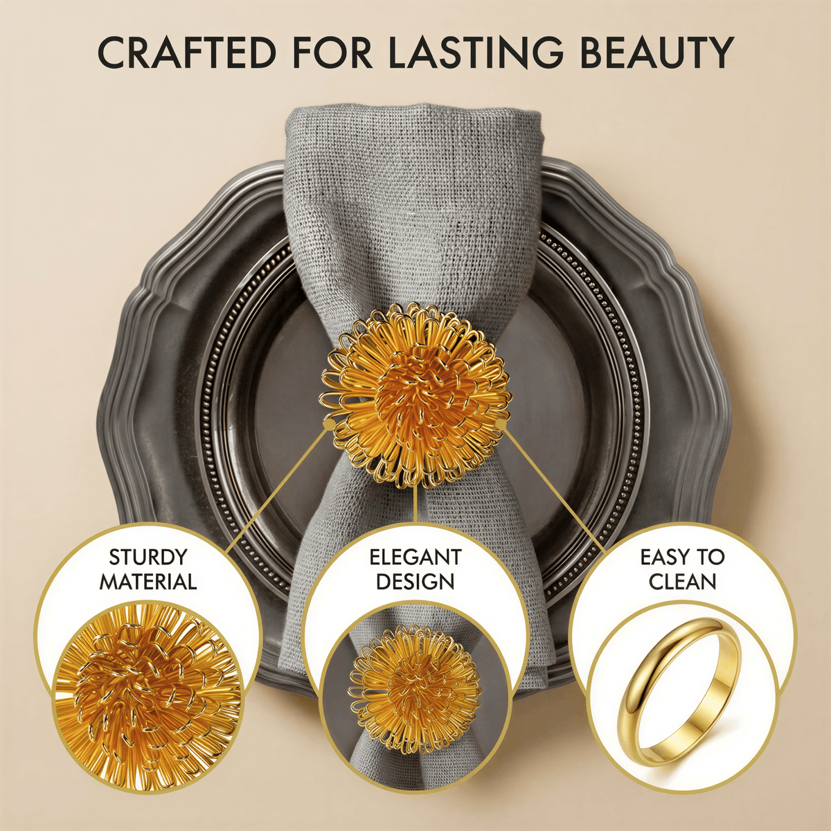 Gold Floral Napkin Rings – Floral Grace