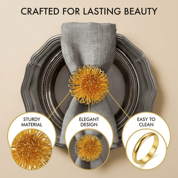 Gold Floral Napkin Rings – Floral Grace