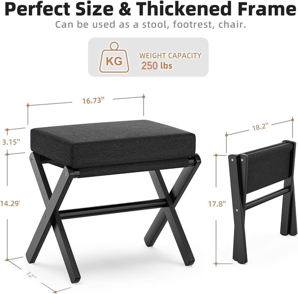 Foldable Foot Stool Black For Contemporary Living Room