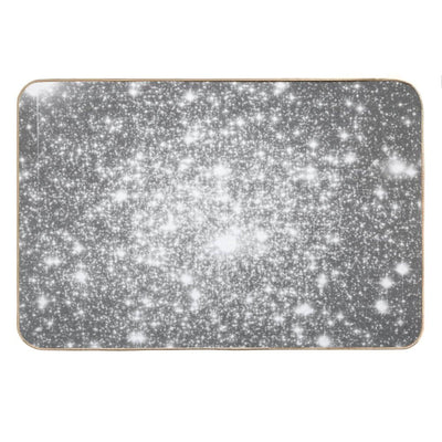 Galaxy Sparkle Stars Silver Gray Bath Mat