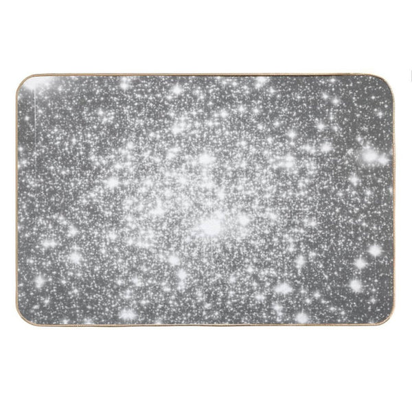 Galaxy Sparkle Stars Silver Gray Bath Mat