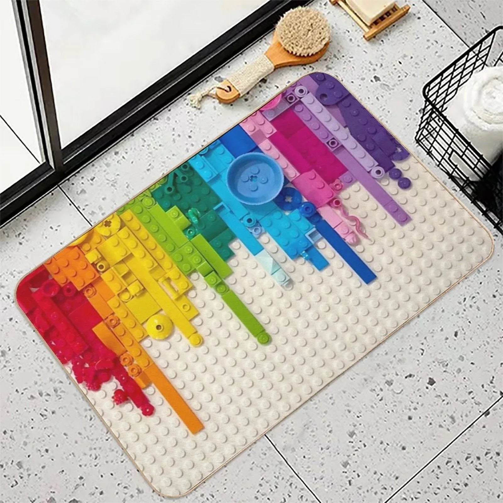 Rainbow Drip Bath Mat