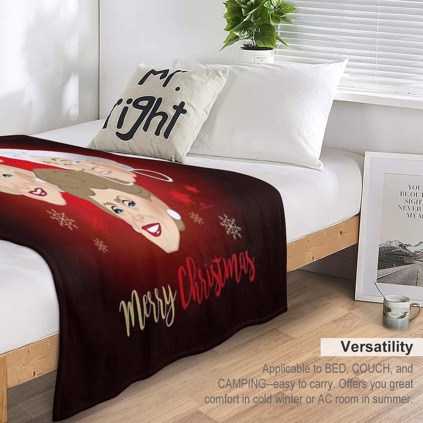 Golden Christmas Easy Care Throw Blanket