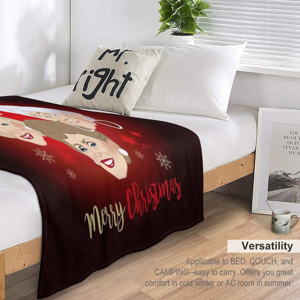 Golden Christmas Easy Care Throw Blanket
