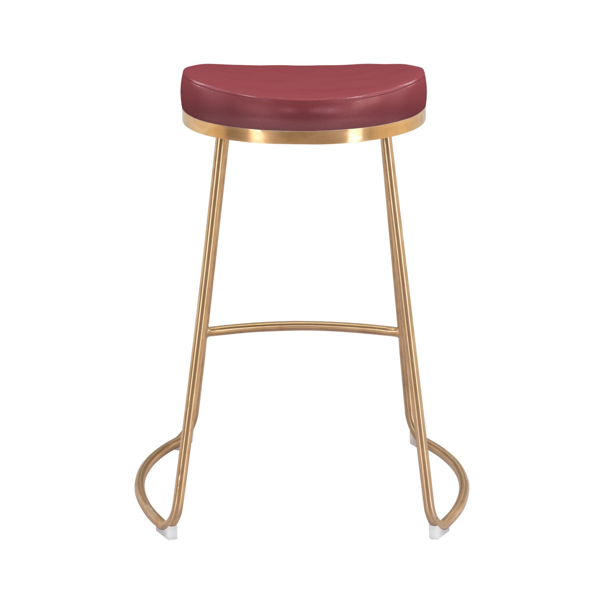 Bree Counter Stool (Set of 2) Burgundy & Gold
