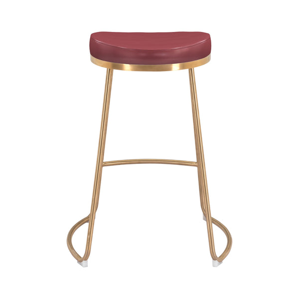 Bree Counter Stool (Set of 2) Burgundy & Gold