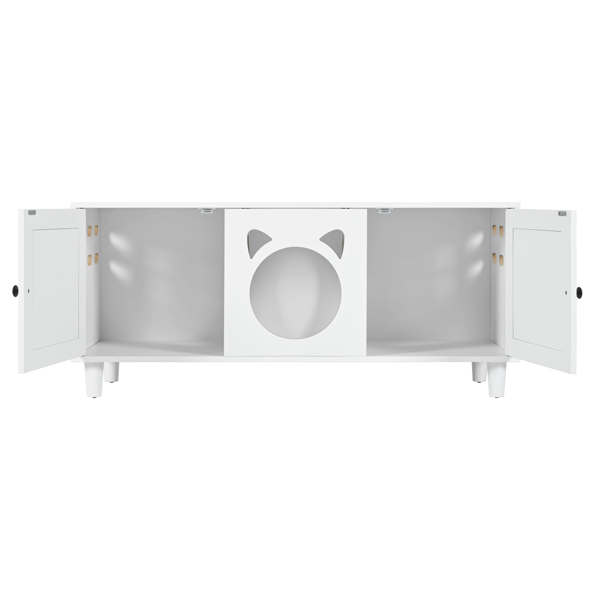 Furniture Style Cat Cabinet Cream White Cat Litter Box with Sisal Scratching Door MDF