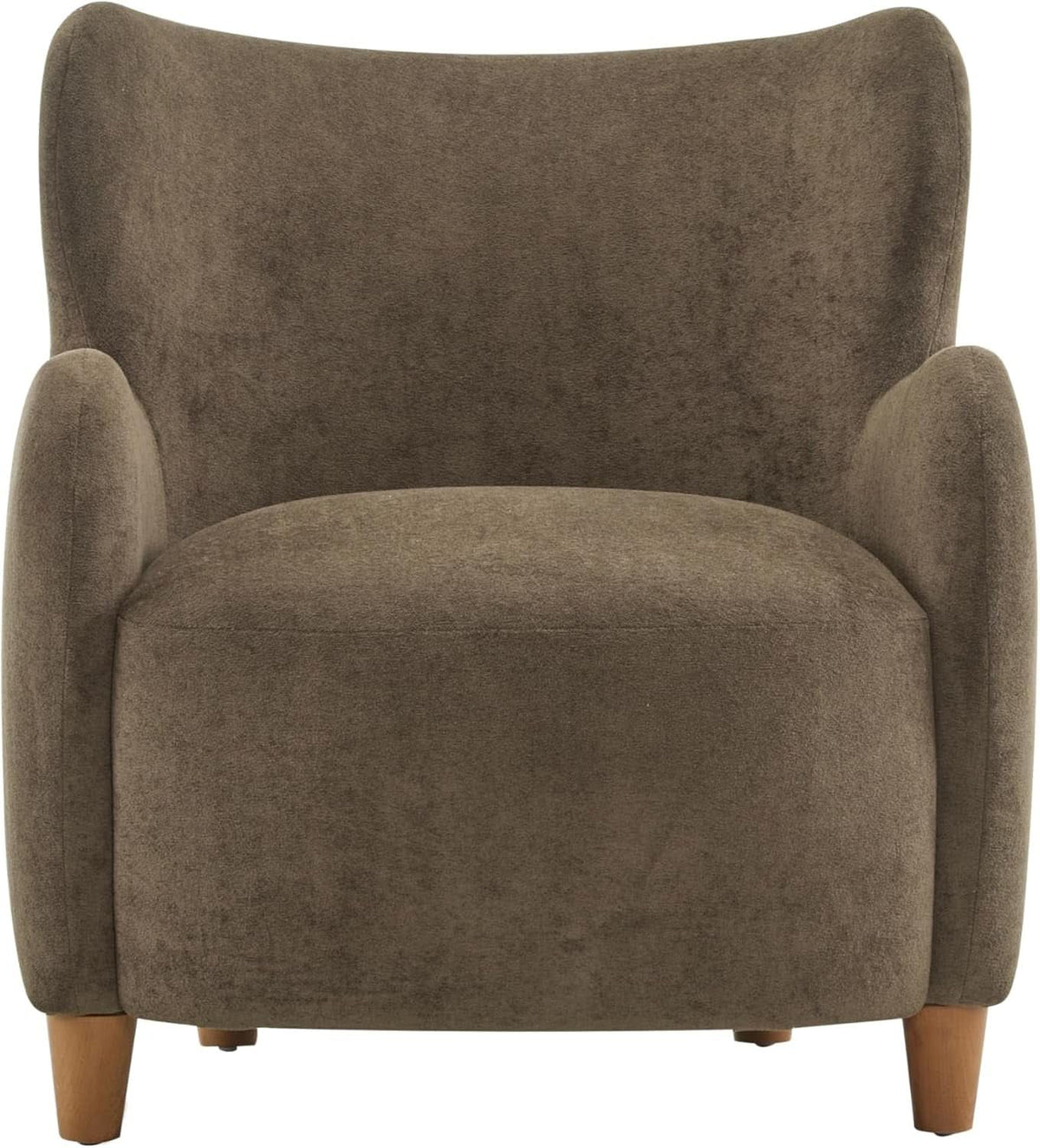 Brown Velvet Wingback Chair With Contoured Backrest