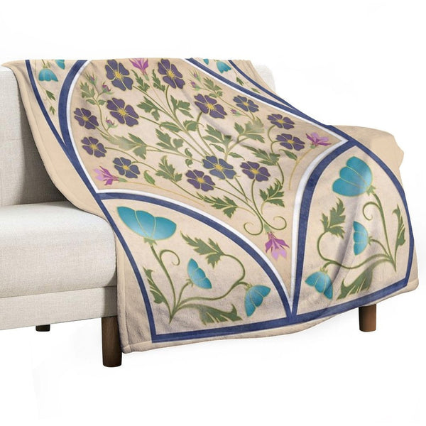 Art Nouveau Morning Glory Garden Plush Throw Blanket