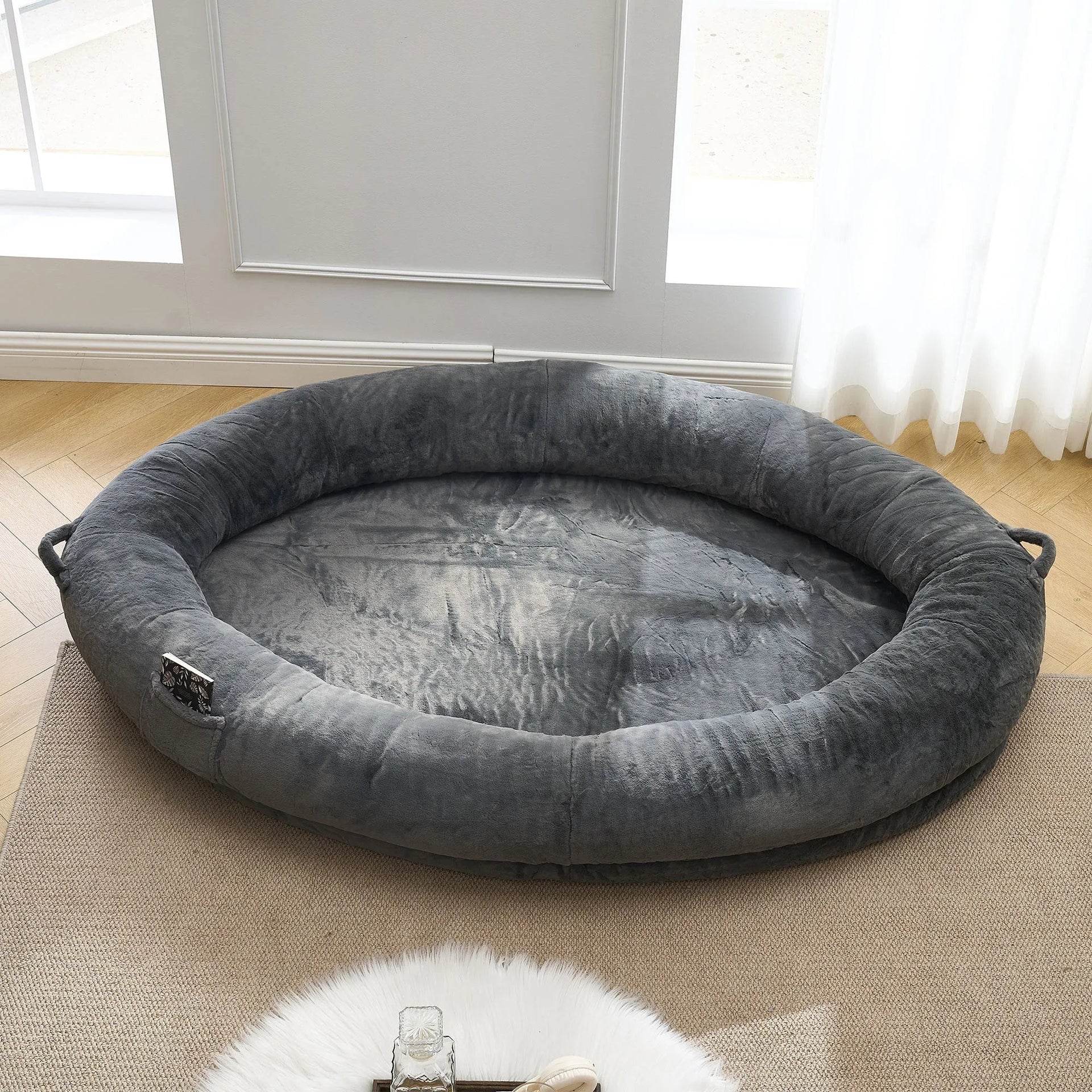 🇫🇷🇪🇪 🇸🇭🇮🇵🇵🇮🇳🇬 Human Dog Bed for Adult, Memory Foam Human Size Pet Bed for Human With Storage Pocket, Dark Gray