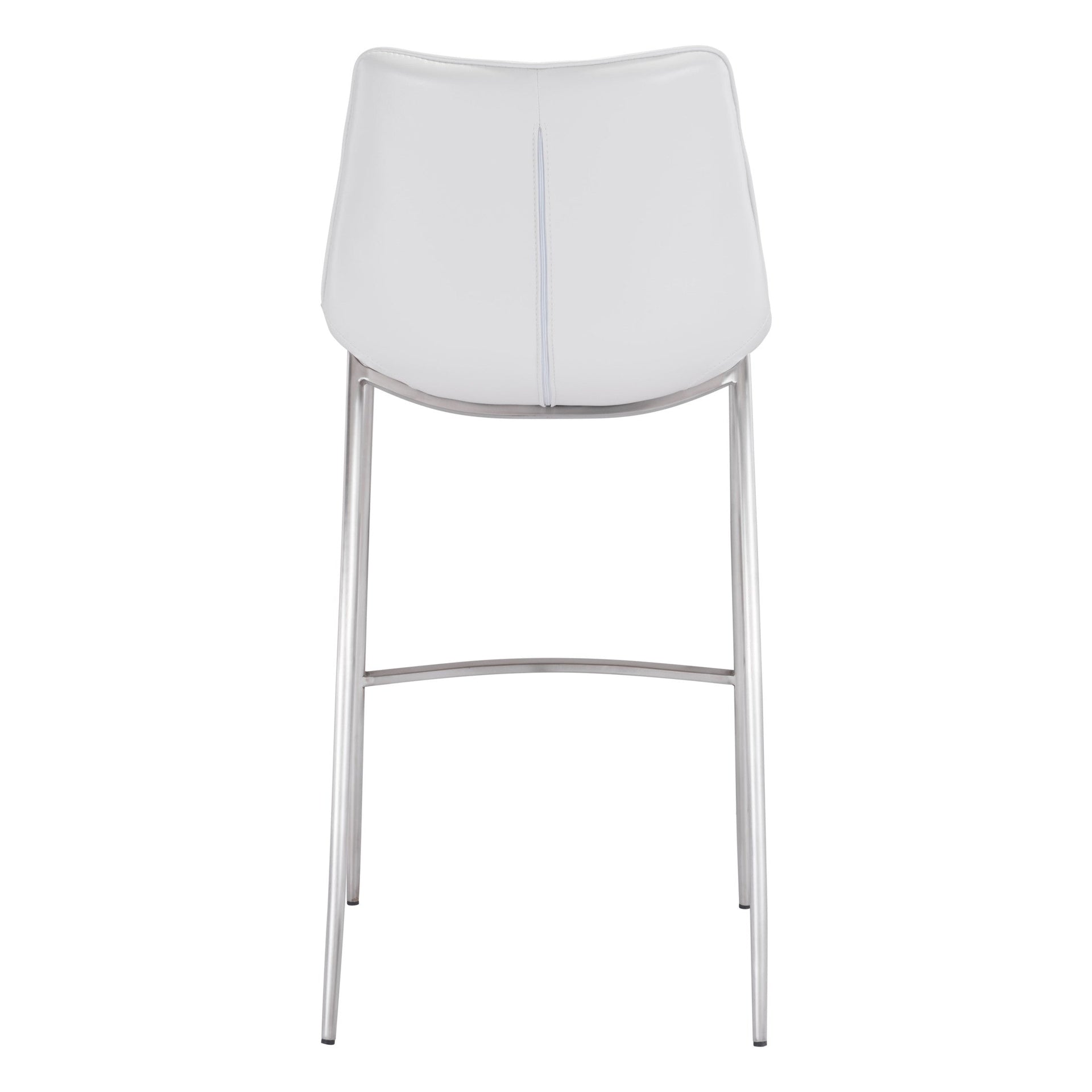 Magnus Barstool (Set of 2) White & Silver