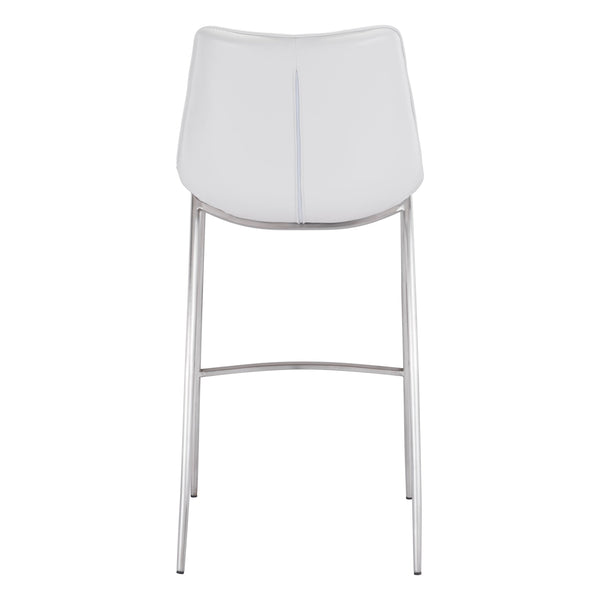 Magnus Barstool (Set of 2) White & Silver
