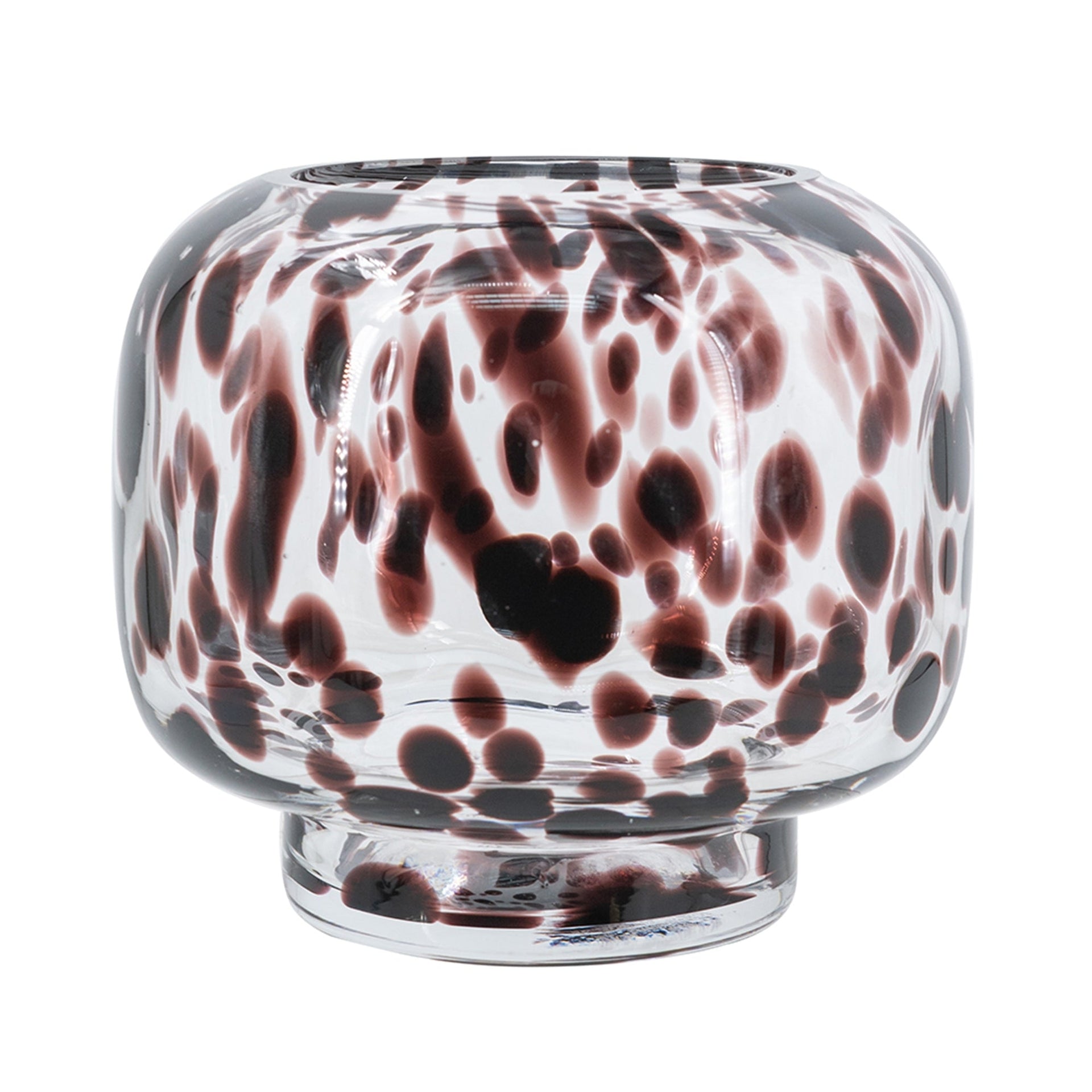 Clear Glass Accent Vase with Artistic Amber Spots for Home Decor and Display