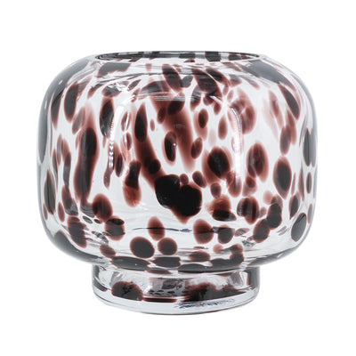 Clear Glass Accent Vase with Artistic Amber Spots for Home Decor and Display