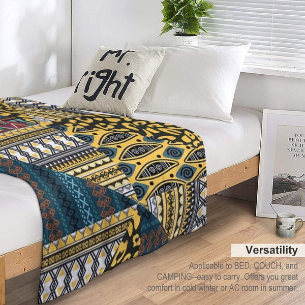 Black Ethnic Pattern Lightweight Throw Blanket