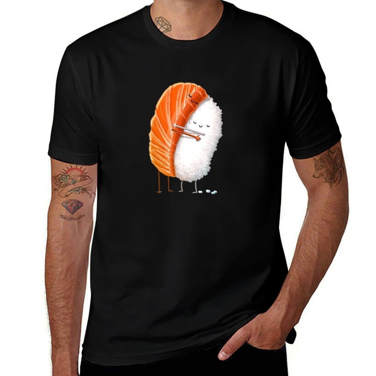 Sushi Hug  Ribbed Collar T-Shirt