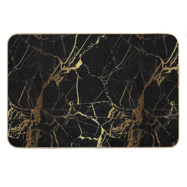 Black And Gold Marble  Texture Bath Mat