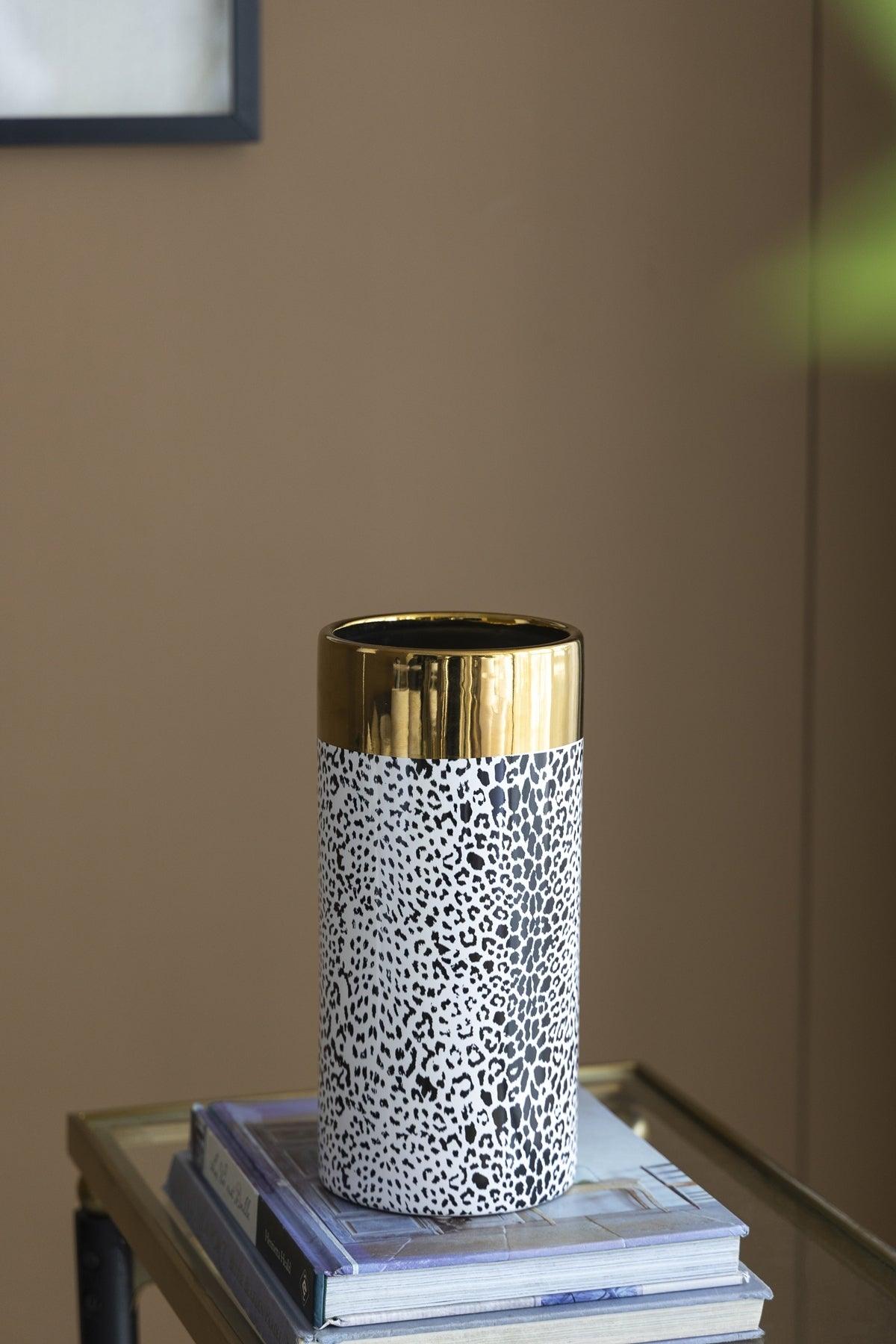 Matte Black& Gold Ceramic Vase