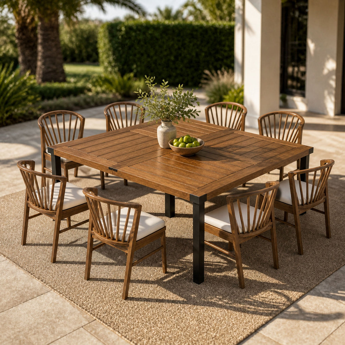 9-Piece Acacia Wood Outdoor Dining Set