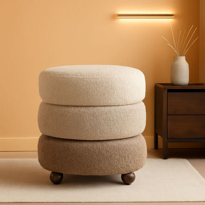 Round Upholstered Ottoman With Storage Gradient Brown