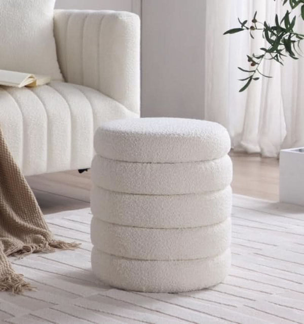 Round Ottoman With Hidden Storage And Cushioned Top