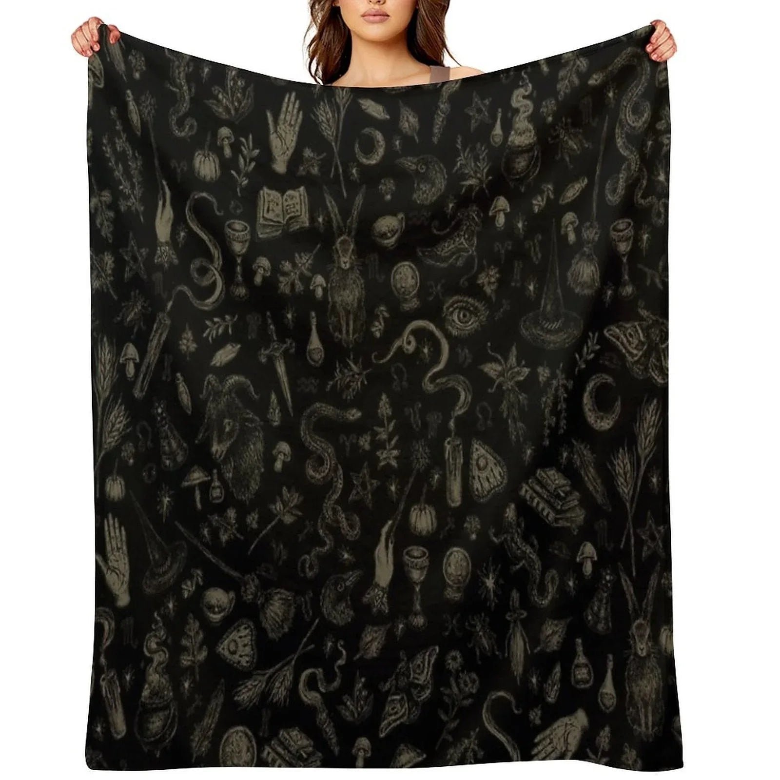 Just Witch Things (black And Beige) Throw Blanket