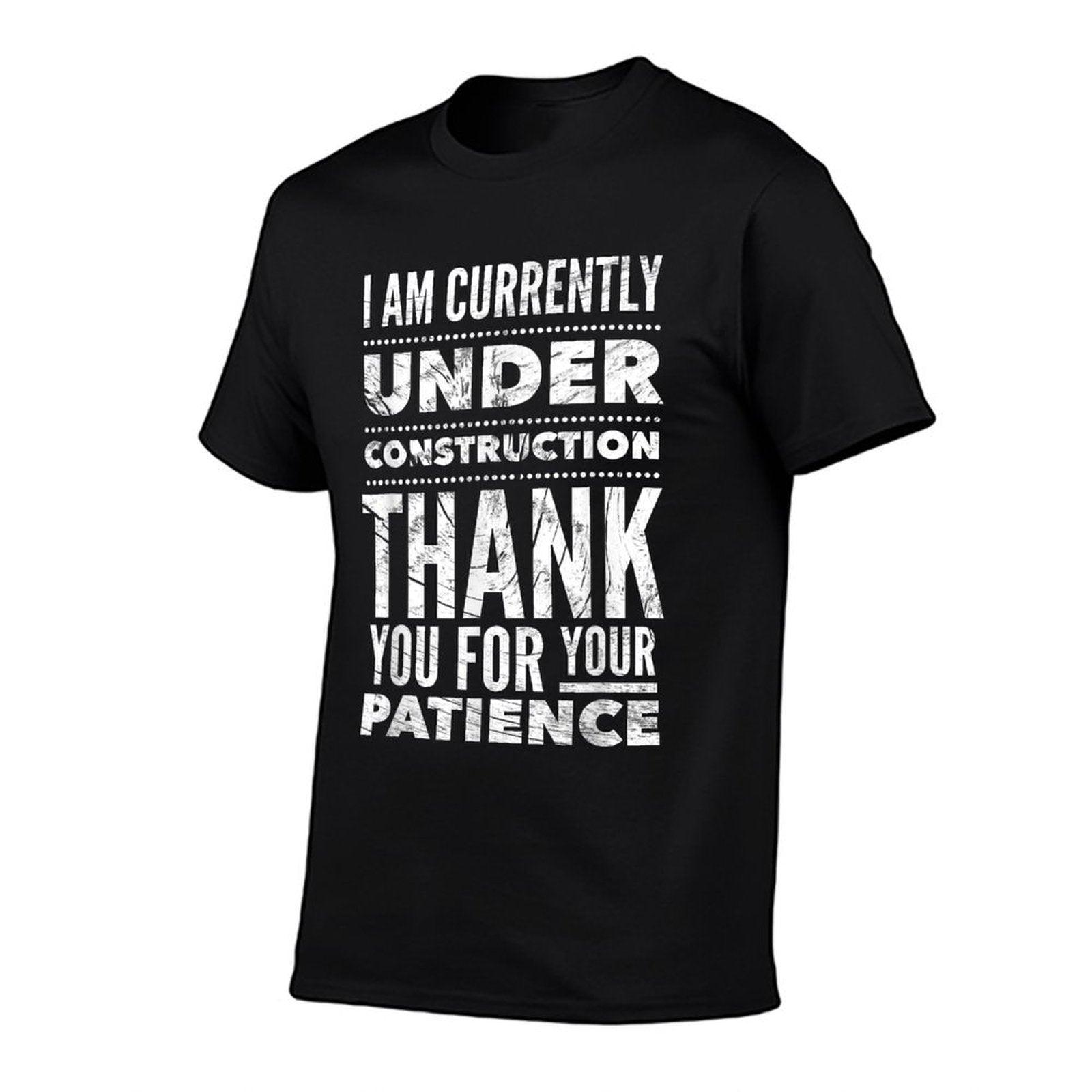 Funny Hospital Get Well Soon Gifts Under Construction Post Surgery - Black, Unisex-Adults,, Medium, US Size 15, 21 Inches Sleeve T-Shirt