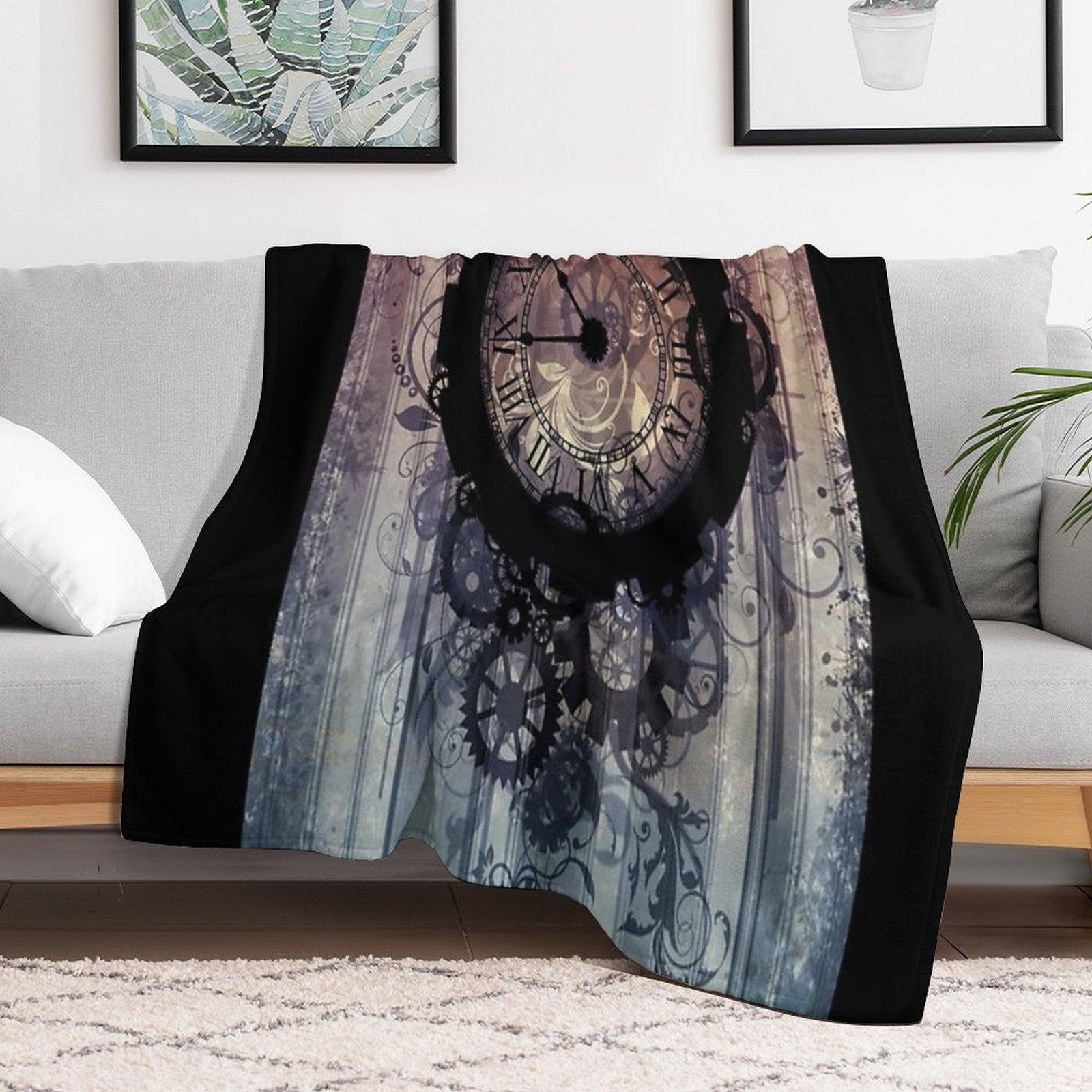 Steampunk Clock Throw Blanket