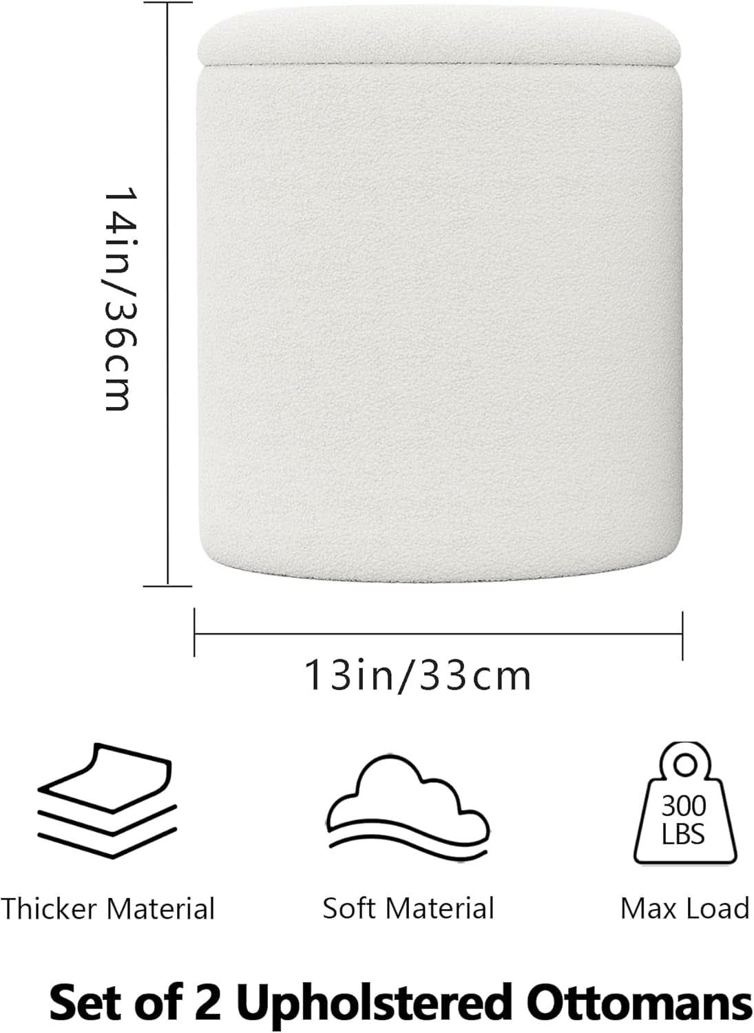 White Storage Ottoman Pouf With Hidden Compartment
