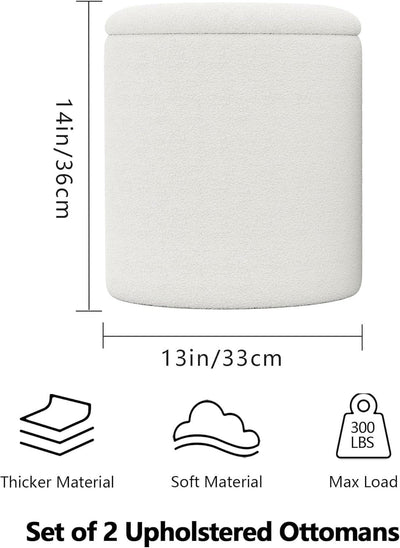 White Storage Ottoman Pouf With Hidden Compartment