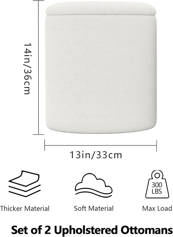White Storage Ottoman Pouf With Hidden Compartment