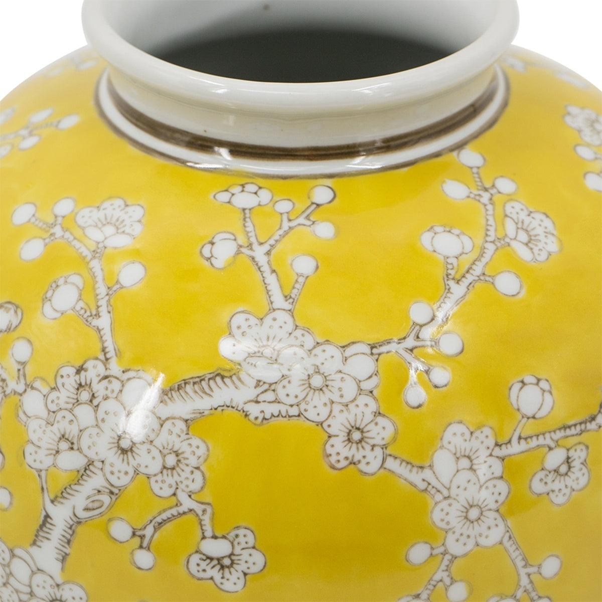 Yellow & White Porcelain Plum Blossom Decorative Vase