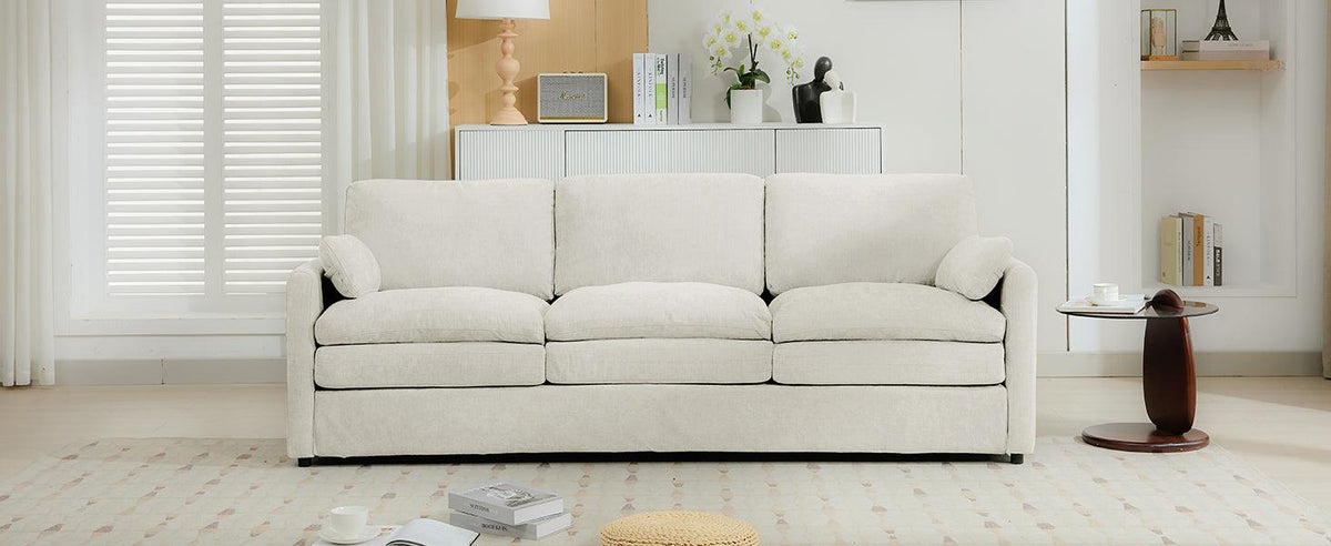 Cozy Upholstered 3-Seater Sofa with Plush Double Cushion and Ergonomic Design