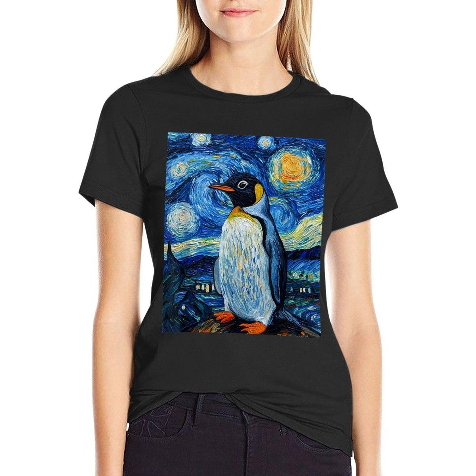 Penguin Bird - Van Gogh Style - Starry Night T-Shirt